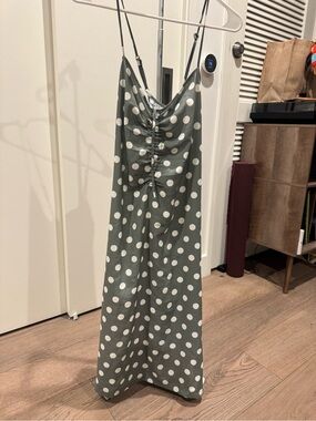 Petite Studio NYC Sage Polka Dot Slip Maxi Dress Size L